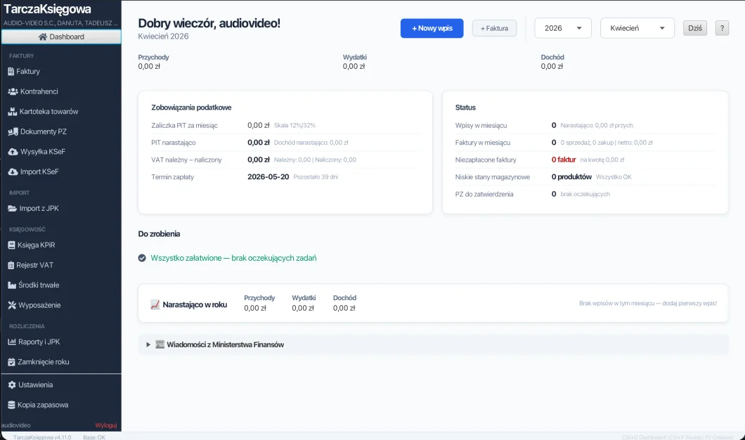 Dashboard TarczaKsięgowej